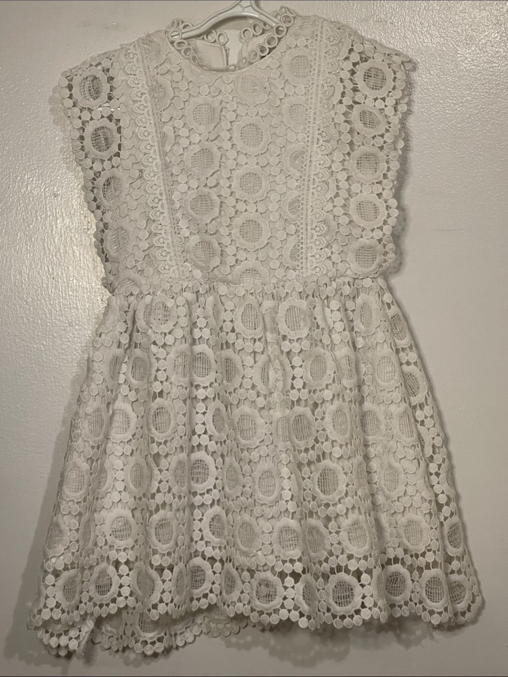 💰💕Peppermint White Crochet Lace Dress for Girls